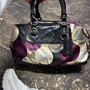 Coach Black and Multicolor Circle Satchel